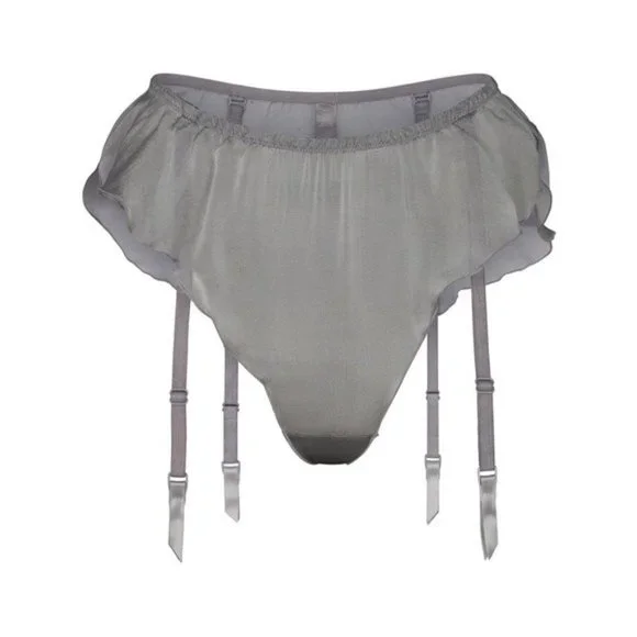 SKIMS Romance Garter Bikini Charcoal Womens XL - Picture 11 of 16